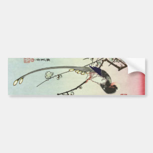 梅に尾長鳥, 広重plommonträd och fågel, Hiroshige, Ukiyo-e Bildekal