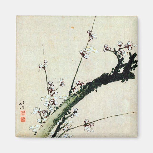 梅 花, 北 Blommar av 斎, Hokusai, Ukiyo-e Magnet (Framsidan)