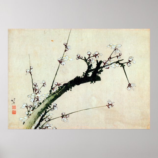 梅 花, 北 Blommar av 斎, Hokusai, Ukiyo-e Poster (Framsidan)