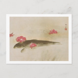 椿 鯉, 速 水 舟 Camellia och Carp, Gyoshū Vykort