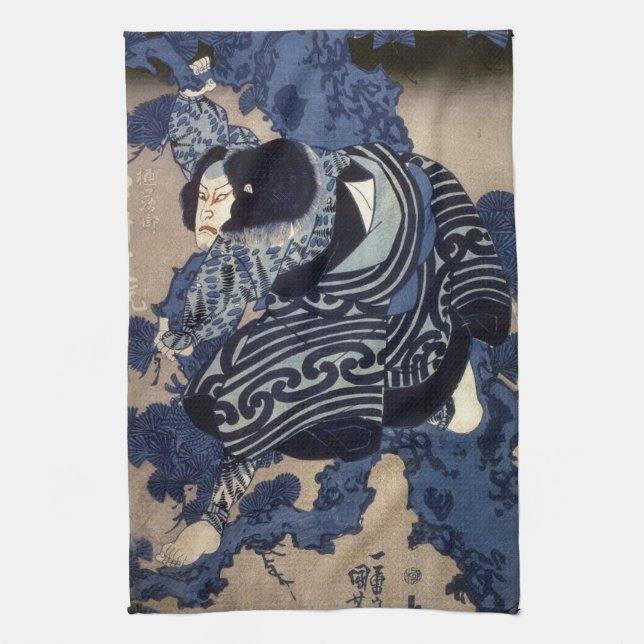 歌舞伎役者 国芳Kabuki skådespelare, Kuniyoshi, Ukiyo-e Kökshandduk (Vertikal)