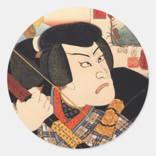 歌 舞 伎 者, 国 Kabuki Actor, Kuniyoshi, Ukiyoe Runt Klistermärke