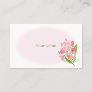 水彩で描いたピンクのチューリップ　名刺 VISITKORT