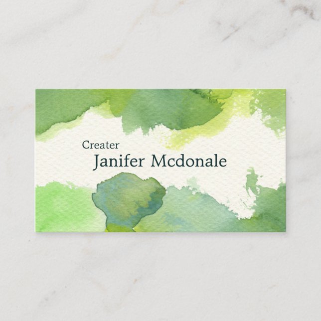 【水彩名刺】 Watercolor Business card (Green) Visitkort (Framsida)