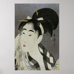 汗 を 拭 女, 歌 く Woman Wiping Sweat, Utamaro Poster