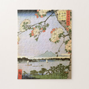 江戸の桜 körsbärsröda blommar för 広重 av Edo, Pussel