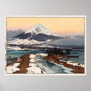 河 湖, Sjö Kawaguchi, Hiroshi Yoshida, Woodcut Poster