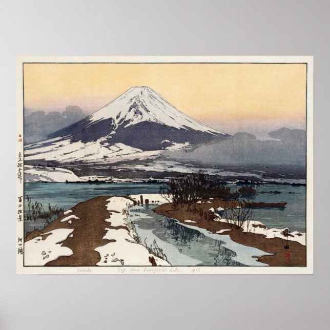 河 湖, Sjö Kawaguchi, Hiroshi Yoshida, Woodcut Poster (Framsidan)