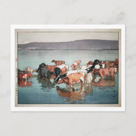 沼 崎 牧 の, kor, Hiroshi Yoshida, träsket Vykort
