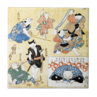 流行猫の狂言づくし 国芳skådespelarear av katten, Kuniyoshi,