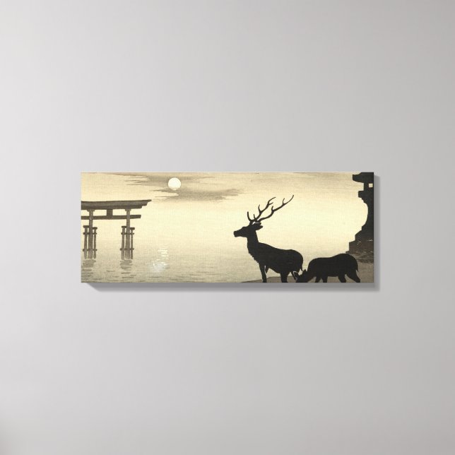 浮世絵キャンバス ukiyoe 小原古邨 「安芸の宮島」 キャンバスプリント canvastryck (Framsida)