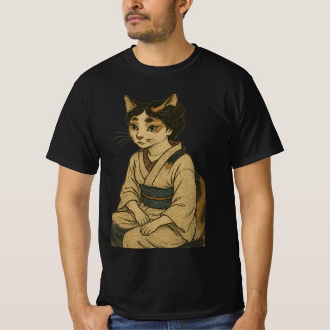 浮世絵風三毛猫 T SHIRT (Framsida)