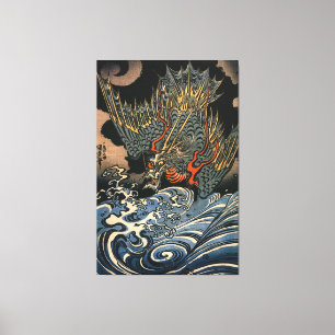 海 龍, 国 芳, Sea Dragon, Kuniyoshi, Ukiyo-e Canvastryck