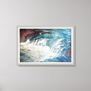 渓, Rapids, Hiroshi Yoshida, Woodcut Canvastryck
