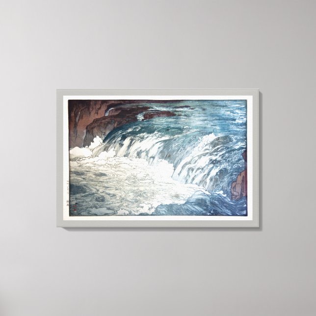 渓, Rapids, Hiroshi Yoshida, Woodcut Canvastryck (Framsida)