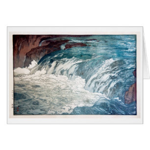 渓, Rapids, Hiroshi Yoshida, Woodcut Hälsningskort