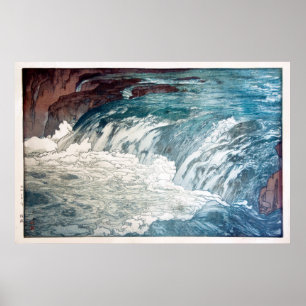 渓, Rapids, Hiroshi Yoshida, Woodcut Poster