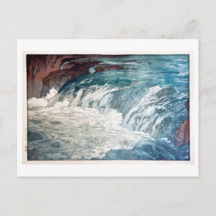 渓, Rapids, Hiroshi Yoshida, Woodcut Vykort