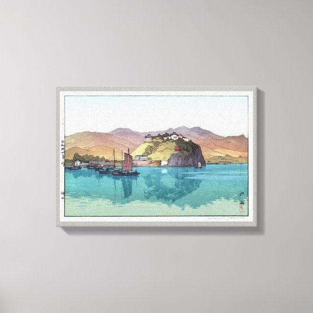 湖, 口, Hukou, China, Hiroshi Yoshida, Woodcut Canvastryck (Framsida)