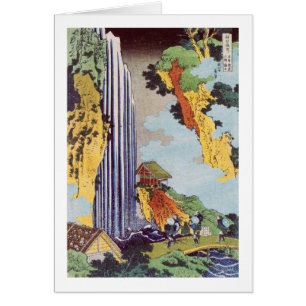滝, 北 斎 Waterfall, Hokusai, Ukiyo-e Hälsningskort
