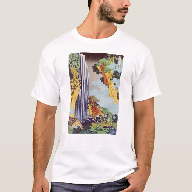 滝, 北 斎 Waterfall, Hokusai, Ukiyo-e Tee (Framsida)