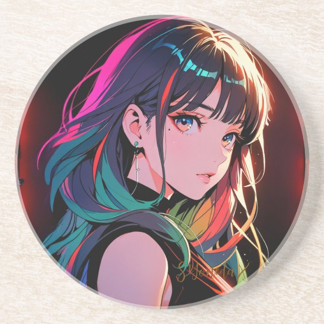 煌霞の少女【Radiant Haze Girl】セラミックタイル Underlägg (Framsidan)