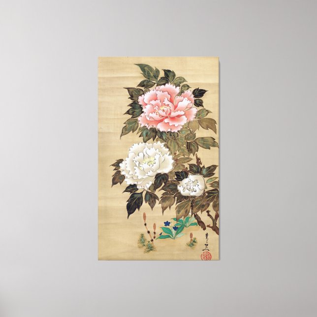 牡 丹, 其 Peony, Kiitsu, Japan Art Canvastryck (Framsida)