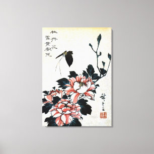 牡 丹 蝶, 広 Peonies and Butterfly, Hiroshige, Ukiyo-e Canvastryck