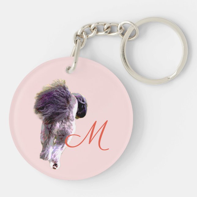 犬の笑顔と後ろ姿の両面アクリルキーホルダー (Baksidan)