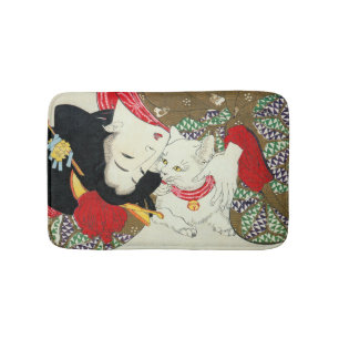 猫が好き 芳年 älskar jag katter, Yoshitoshi, Ukiyo-e Badrumsmatta