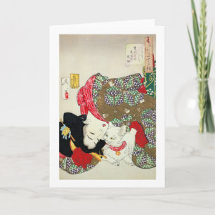 猫が好き 芳年 älskar jag katter, Yoshitoshi, Ukiyo-e Kort