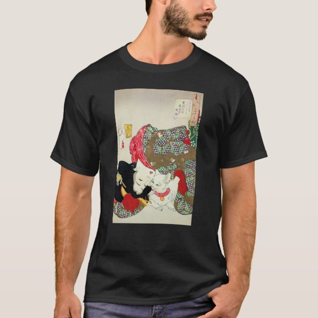 猫が好き 芳年 älskar jag katter, Yoshitoshi, Ukiyo-e Tee Shirt (Framsida)