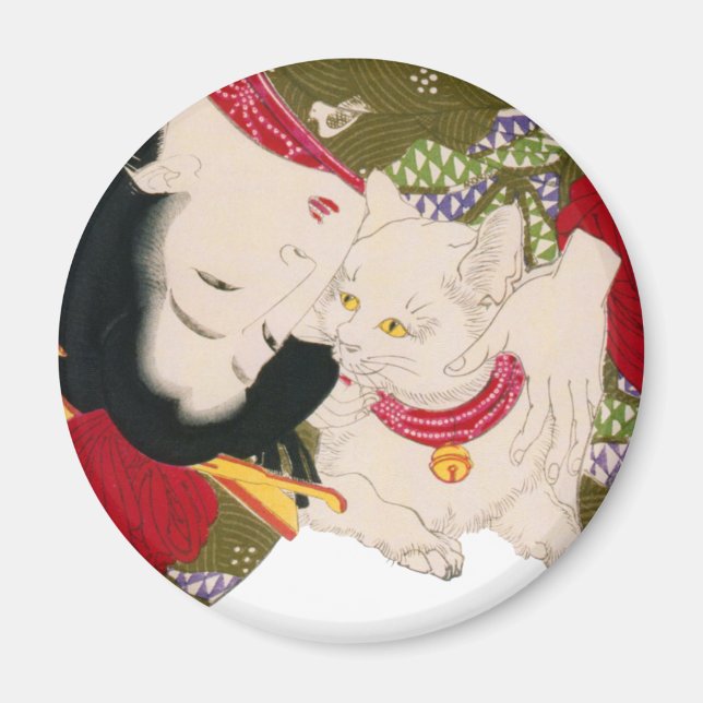 猫が好き 芳年 älskar jag katter, Yoshitoshi, Ukiyoe Magnet (Framsidan)