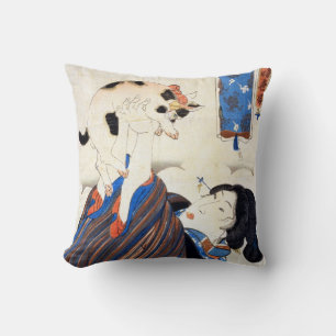猫と女, 国芳katt och kvinna, Kuniyoshi, Ukiyo-e Kudde