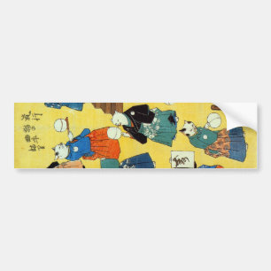 猫の曲芸師 国芳akrobat av katterna, Kuniyoshi, Ukiyo-e Bildekal