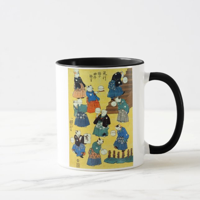 猫の曲芸師 国芳akrobat av katterna, Kuniyoshi, Ukiyo-e Mugg (Höger)