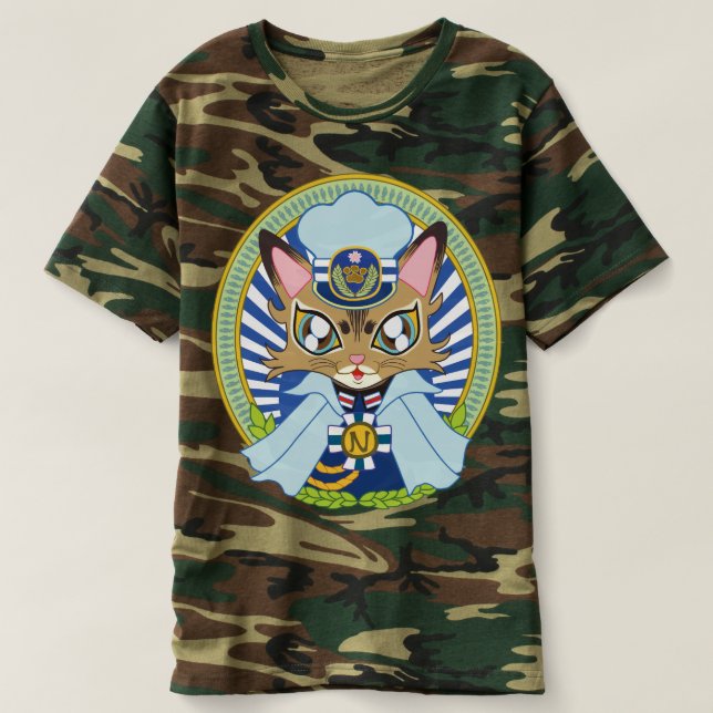 猫の船長さん(ソマリ猫プリンちゃん)猫の船長さん-Captain T Shirt (Design framsida)