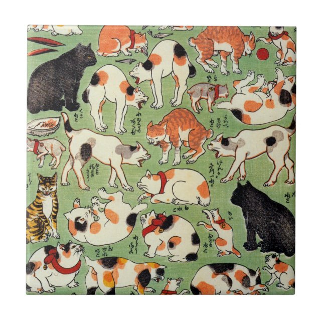 猫尽両めん合 芳藤katter av den Edo eraen, Yoshifuji, Kakelplatta (Framsidan)