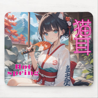 猫耳少女が温泉に入るイラスト MUSMATTA