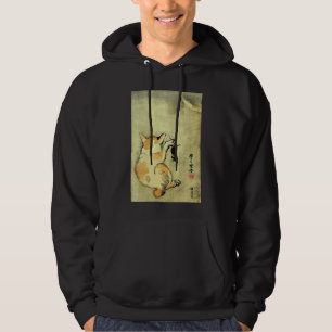 猫 と, 暁 斎 Kat och Mouse, Kyōsai, Ukiyo-e Sweatshirt Med Luva