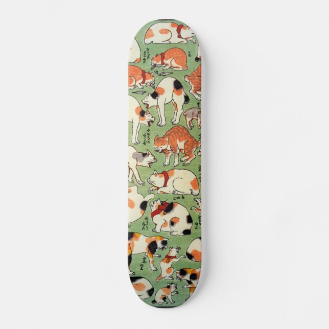 猫 尽 両 合, 芳 Cats of The Edo era, Yoshifuji, Ukiyo-e Skateboard Bräda 21,5 Cm (Framsida)