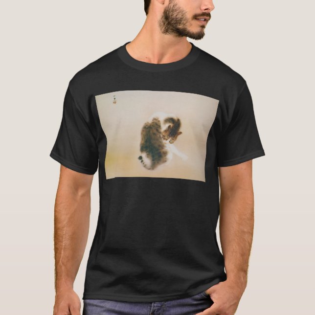 猫, 栖 鳳 Cat, Seihō, Japansk konst T-shirt (Framsida)