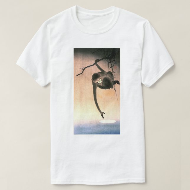 猿, 小 原 邨 Monkey som når Måne, Ohara Koson Tee Shirt (Design framsida)