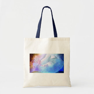 異次元の世界で泳ぐイルカとクジラ　  ラージトートバッグ TYGKASSE