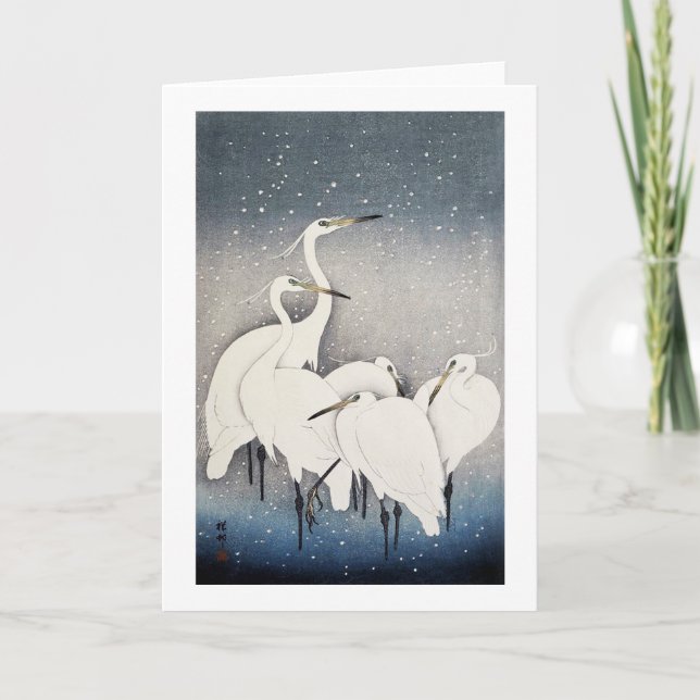 白鷺の群れ 古邨grupp av Egrets, Ohara Koson, träsnitt Kort (Framsida)