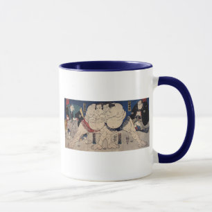 相撲 国芳Sumobrottning, Kuniyoshi, Ukiyo-e Mugg