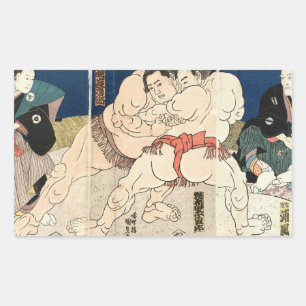 相 撲, 国 Smou wrestling, Kunisada Rektangulärt Klistermärke