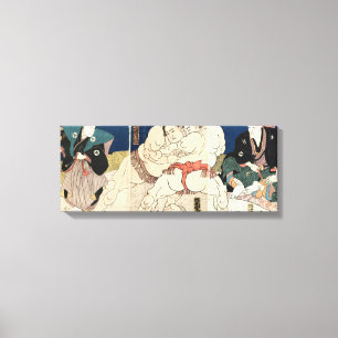相 撲, 国 Smou wrestling, Kunisada, Ukiyo-e Canvastryck
