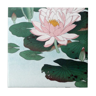 睡蓮 古邨näckros, Koson, Ukiyo-e Kakelplatta