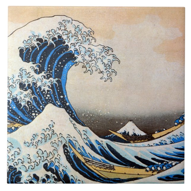 神奈川沖浪裏 北斎underbar vinkar, Hokusai, Ukiyo-e Kakelplatta (Framsidan)
